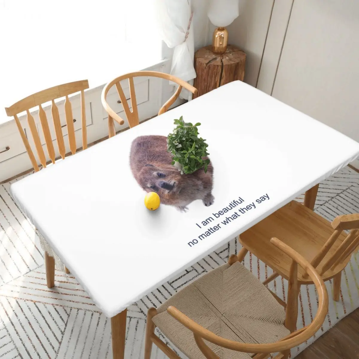 Rock Hyrax Photo Dassie Self-Love Vampire Potato Custom Rectangular Tablecloth Oilproof Table Cover for Dining Table Cloth