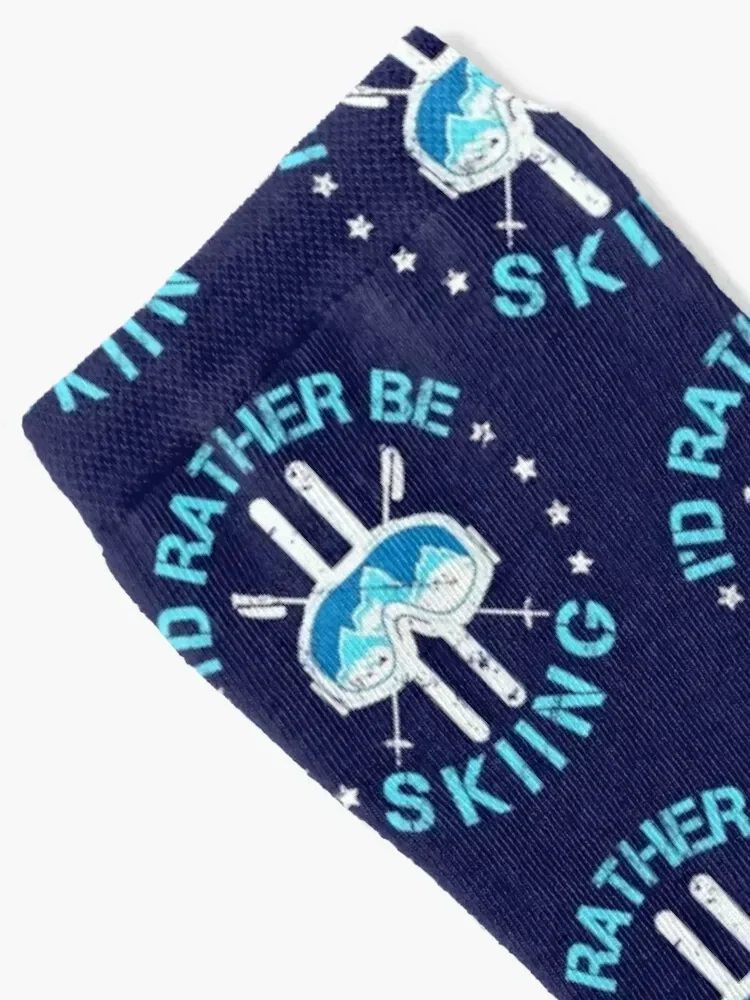 I'd Rather Be Skiing Skier Socks funny sock christmass gift hockey Crossfit Luxury Woman Socks Men's