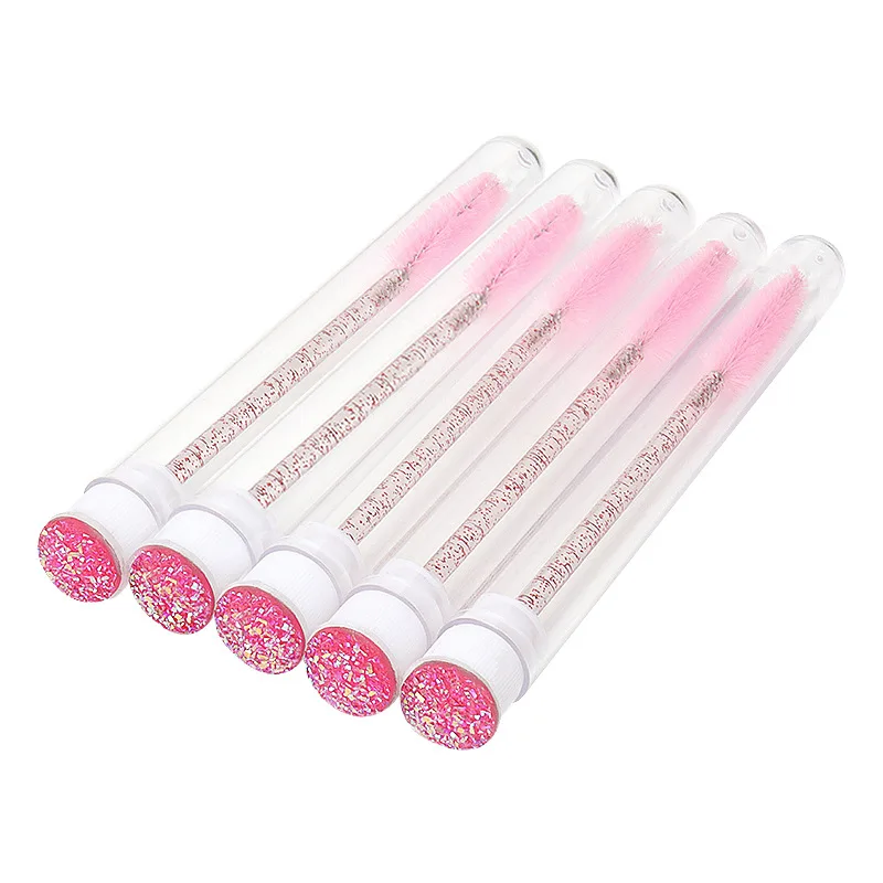 10 unids/set cepillo de pestañas microcepillo varitas de rímel cepillo de pestañas de cejas maquillaje profesional microcepillos de pestañas de diamante de cristal