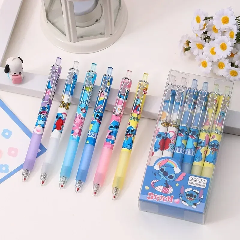 Disney Student Pencil Stitch Cartoon Gel Pen Student Learning Supplies Black Gel Pen Quick-drying Stationery Pencil Wholesale