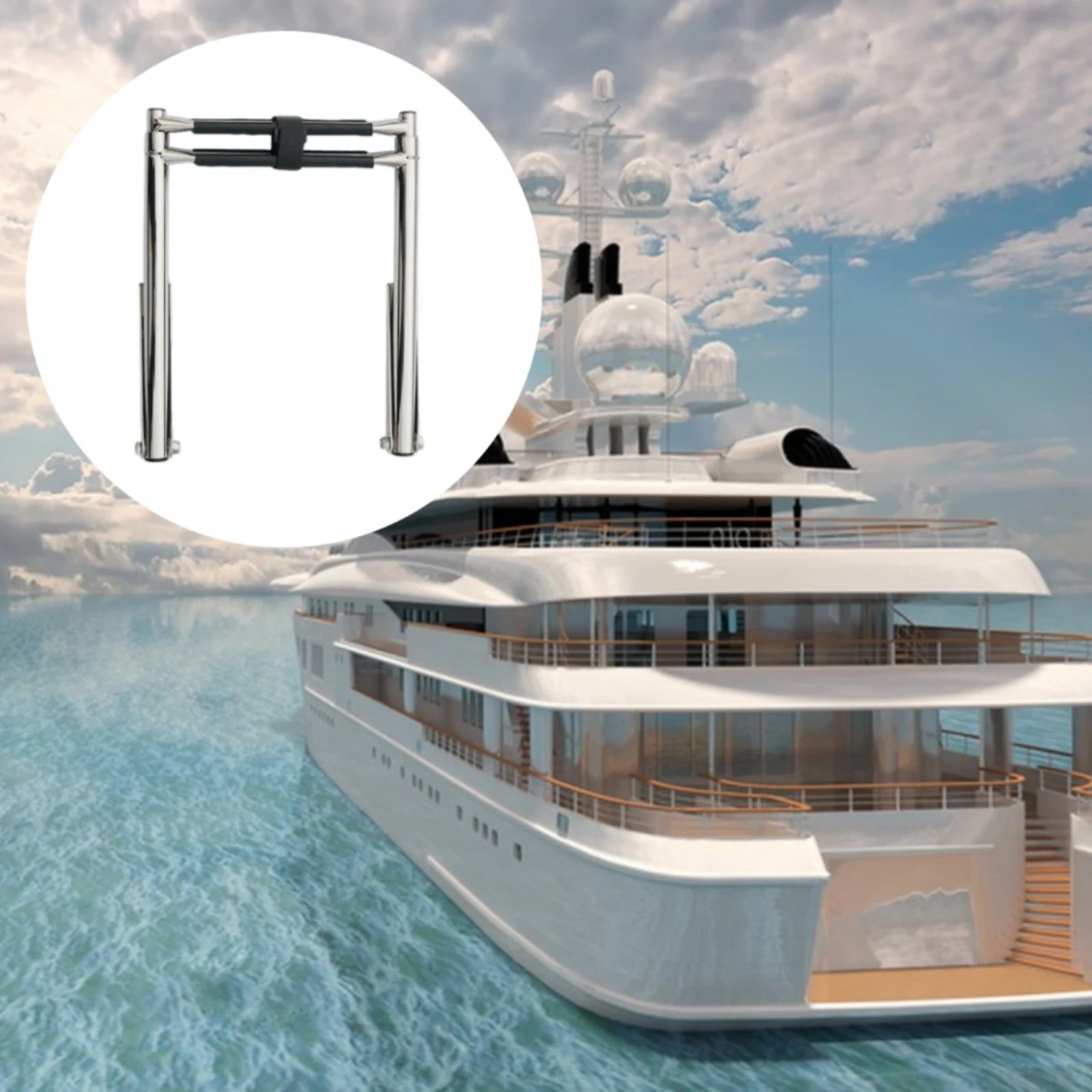 Telescoping Boat Ladder Ribbed Grip Folding Boarding Ladder Marine Hardware Non-Slip Easy to Install for Yachts
