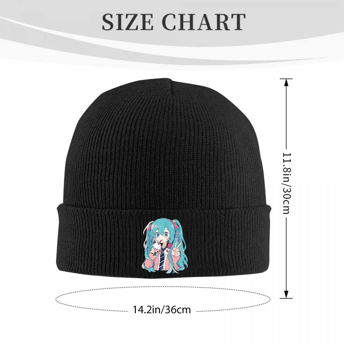 Boba Tea Kawaii Hats Miku Autumn Winter Beanie Warm H-HATSUNE Cap Unisex Acrylic Bonnet