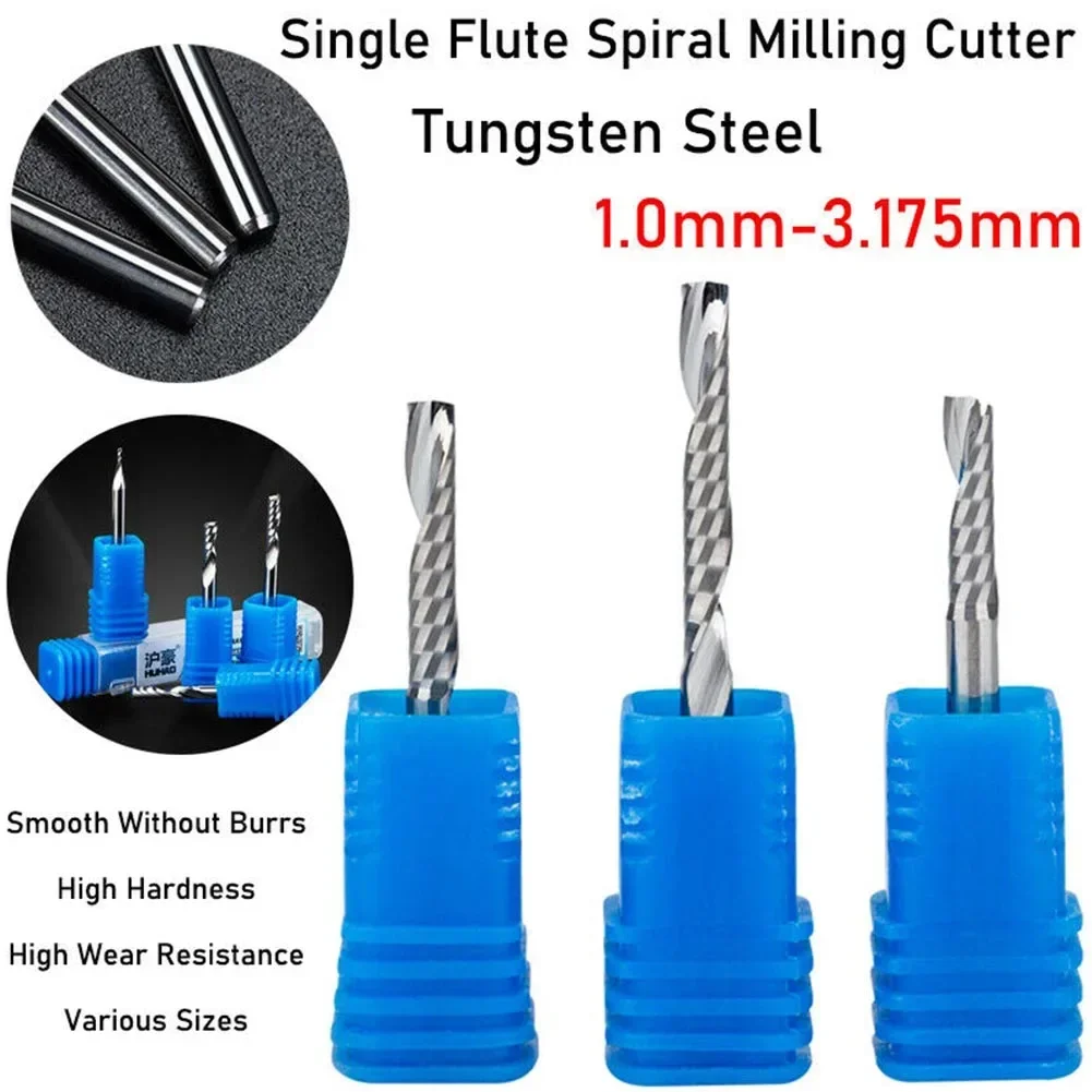 CNC Milling Cutter End Mill Accessories Replacement Single Edge Tungsten Steel Uncoated 3.175mm Handle Diameter