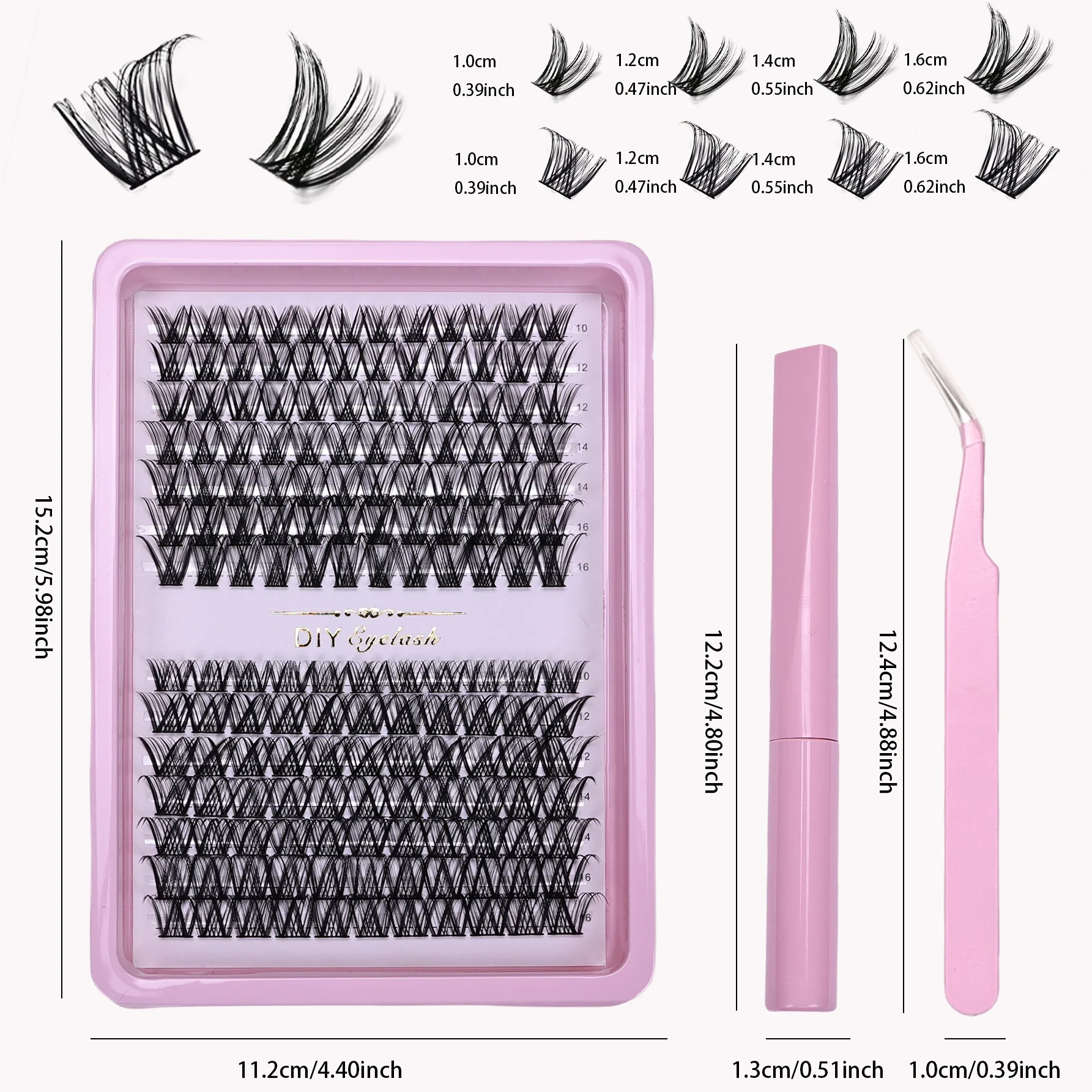 161 Uds D Curl pestañas individuales grupo de pestañas postizas con adhesivo y pinzas para pestañas DIY