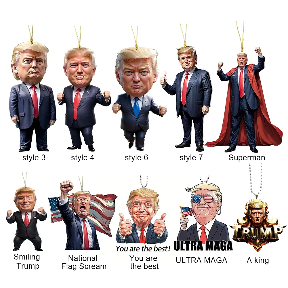 Acrylic Funny Donald Trump Ornament Trump America Presidential Election Decor Prop Trump Hanging Charm for Car Backpack Keyring