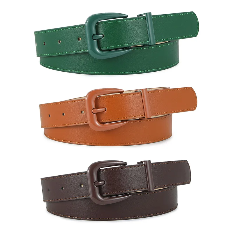 

2.8cm Slim Candy Colored Leather Belt For High-End Women's Travel And Vacation Personalized And Versatile Decorative Jeans Belt