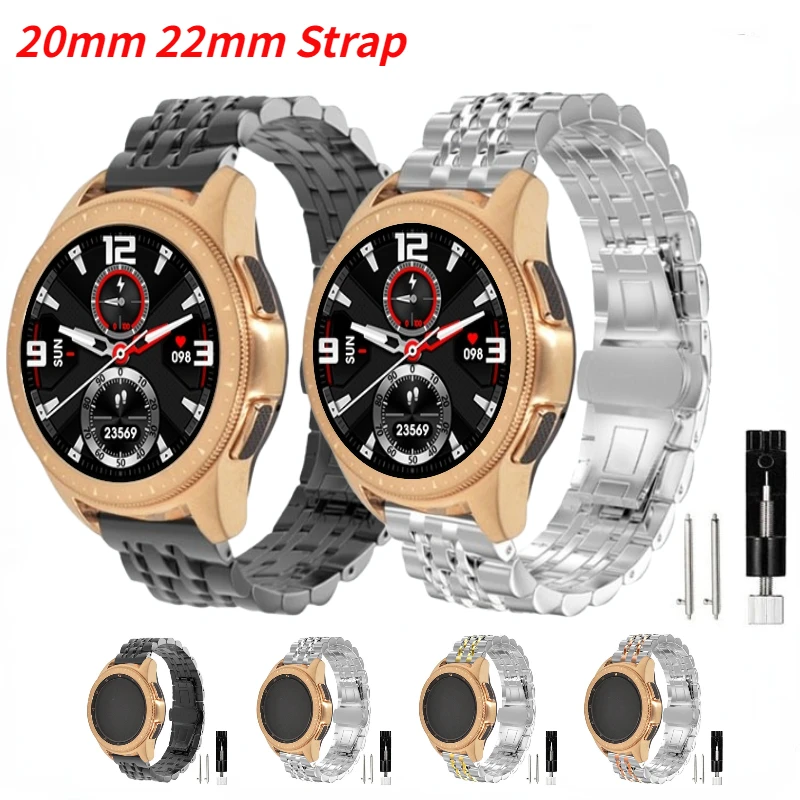 

22mm 20mm Metal Band for Samsung Galaxy Watch 40mm 44mm 43mm 47mm Stainless Steel strap for Huawei Watch 46mm 42mm Amazfit 47mm