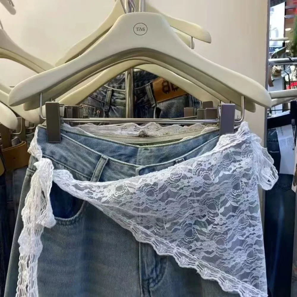 

Модная кружевная мини-юбка на шнуровке, красивая облегающая юбка-фартук с запахом Y2K, занавеска в стиле Харадзюку для женщин