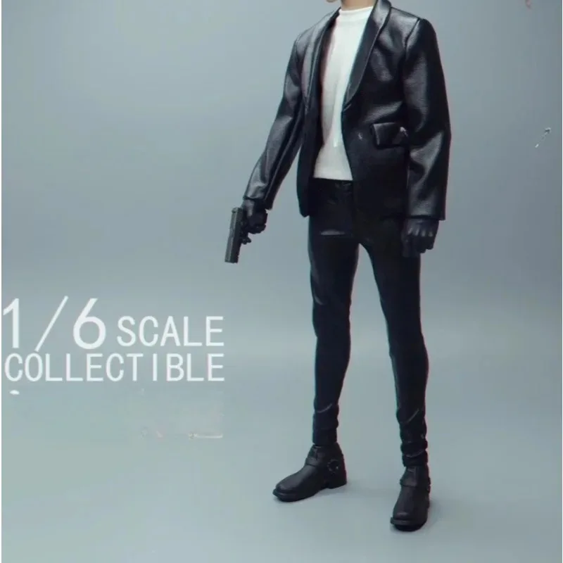 Nieuwe Collectie 1/6 Schaal Mannelijke Soldaat Mode Trendy Zwart Lederen Jas Tops Geen Lichaam voor Gebruikelijke 12 inch Slim Body Action Collectable