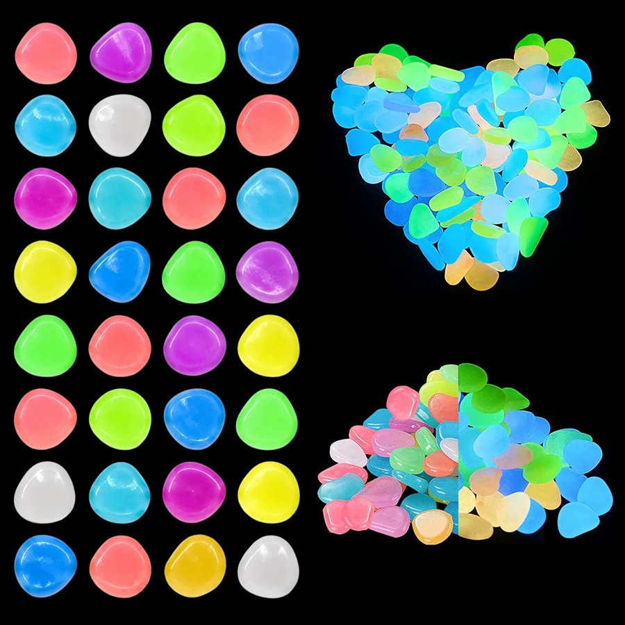 100/200g Colorful Pebbles Artificial Luminous Gravel Glow in The Dark Stones for Aquarium Fish Tank Micro Landscape Supplies ZYF
