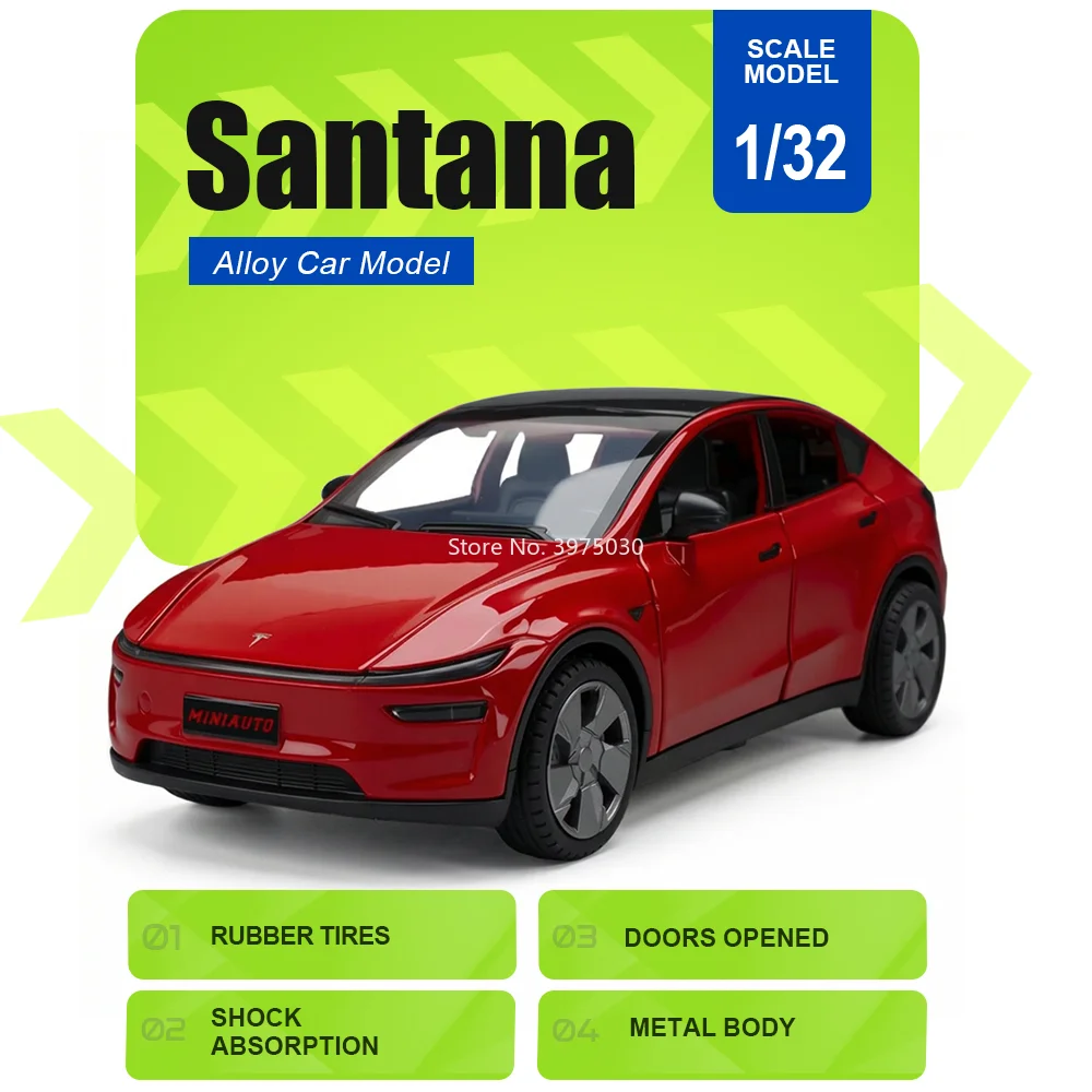 

1:32 Santana Crown Miniature Alloy Diecast Car Model Toy Pull Back Doors Opened Rubber Tire Vehices Desk Ornament for Boyfriends