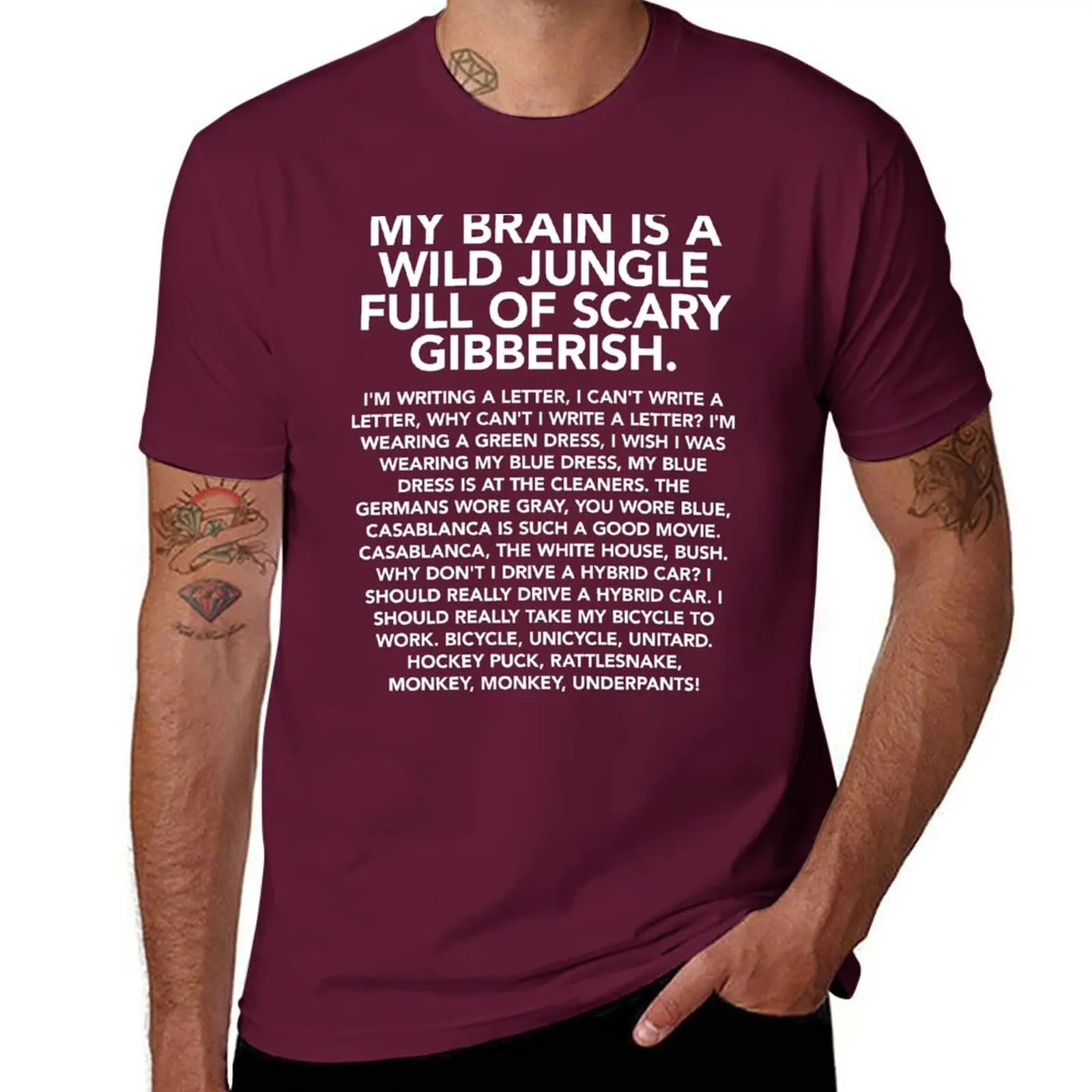 

New My brain is a wild jungle (monkey monkey underpants) T-Shirt Short t-shirt sports fan t-shirts mens t shirt