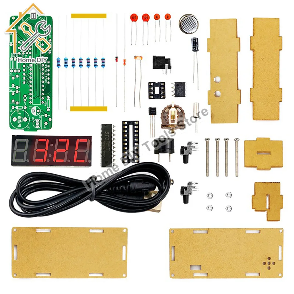 Elettronico Clock Kit 51 Single-Chip Microcomputer Temperatura Controllata Luce Data Display LED Elettronico Clock Manufacturing