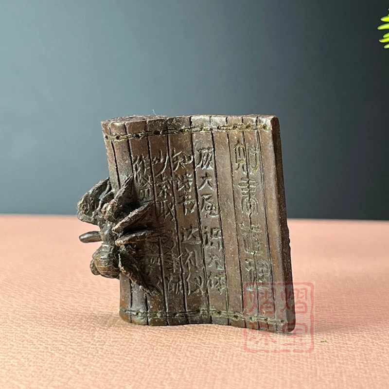 Antique Bronze Color Scholar's Wisdom and Enduring Love Bamboo Spider Tea Pet Tea Ornament Home Office Feng Shui Table Decoratio