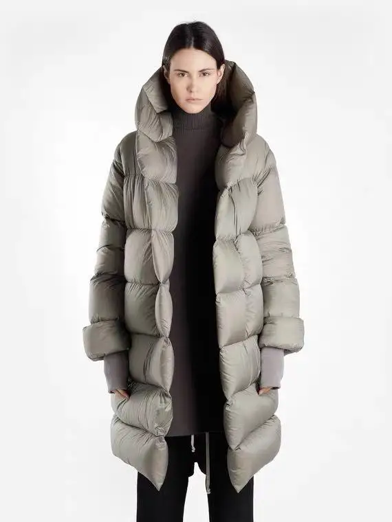 Chaqueta larga de plumón para mujer, abrigo informal grueso y cálido de gran tamaño con manga de murciélago, Parkas de talla grande, moda de