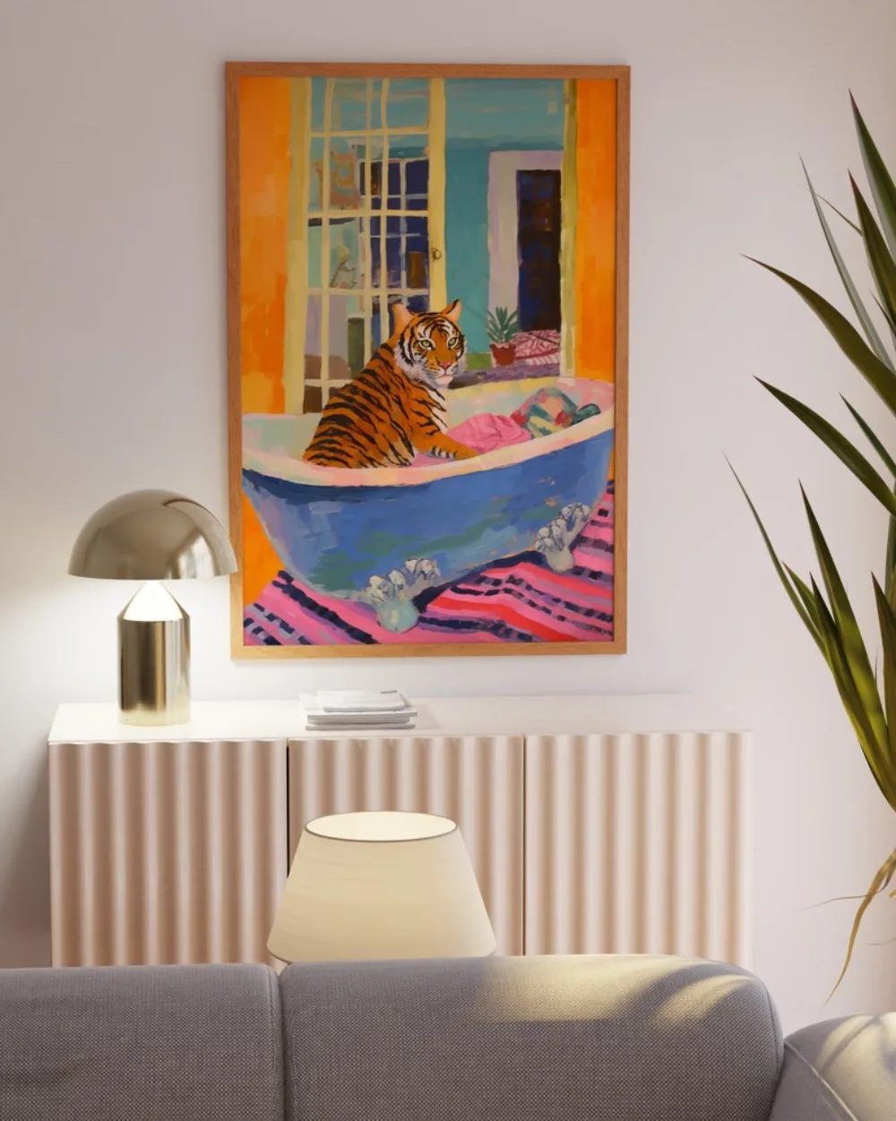 Tiger Poster,bathroom Wall Art,bathroom Decoration,tiger in Bath Printing,frameless Canvas Painting,fashionable Decoration