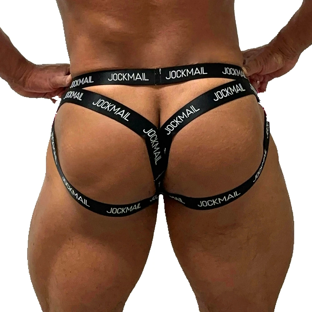 JOCKMAIL Men Sexy G String Thong Erotic Jockstrap Bondage Underwear Strap Harness Lingerie Hollow Underpants Ice Silk Hot