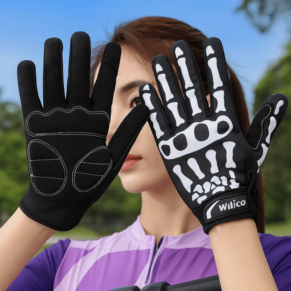 

1 Pair Breathable Punk Skeleton Gloves Skeleton Design Skull Ghost Claw Full Finger Gloves Shock Absorbing Anti Slip