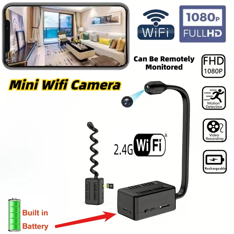 Flexible Lens Cable Wifi Mini Camera HD 1080P Motion Detection USB Rechargeable Micro Wireless Security Monitoring Camcorder