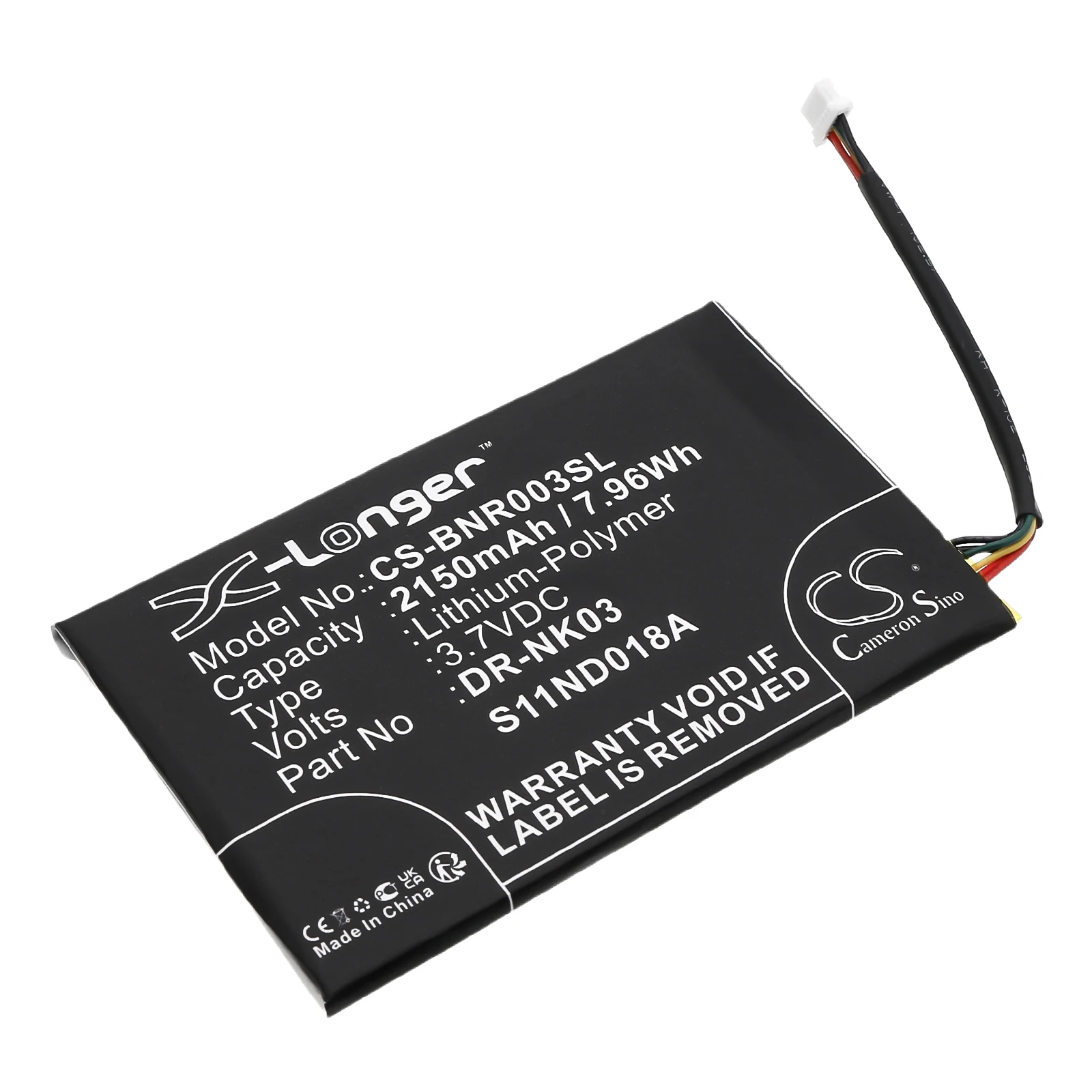 

Li-Polymer E-book, E-reader Battery for Barnes & Noble, 3.7V, 2150mAh, Compatible Models: BNRV300, BNTV350, Nook Simple Touch