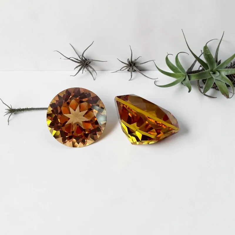 Laborgezüchteter Saphir, loser Stein, runder Schliff, orangefarbene Charms-Perlen für die Schmuckherstellung, wählbares AGL-Zertifikat – Detail 1