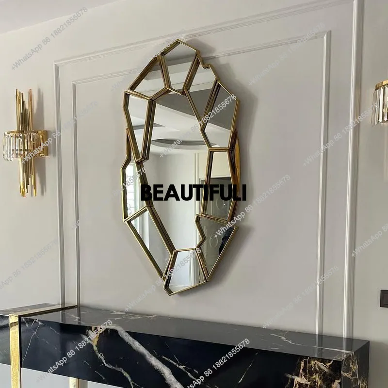 Home improvement crack mirror entry porch wall decorative mirror French bathroom washing mirror