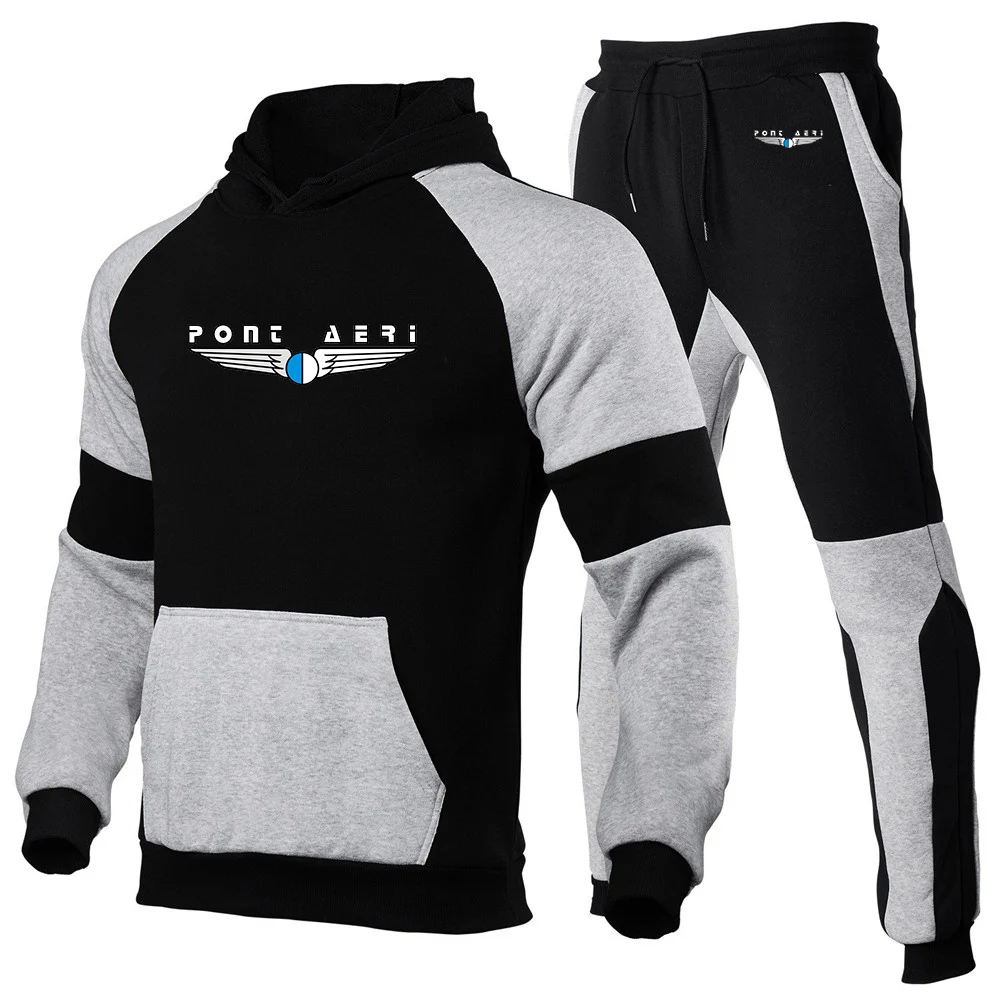 

Disco Logo Pont Aeri Autumn Winter Popular Men's Tracksuit Zipper Hoodie and Sweatpants Urban Casual Sporty Jogging
