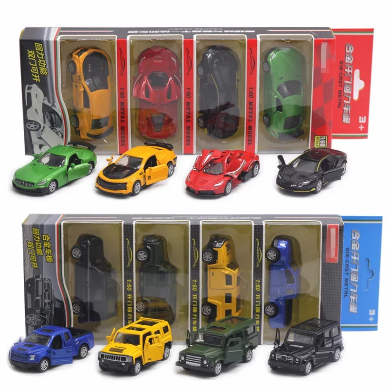 Diecast Schaal 1:60 Pull Back Legering Speelgoed Auto Model Metalen Simulatie SUV Sport Racewagen Model Set Kids Hot Sales Speelgoed voor Jongens