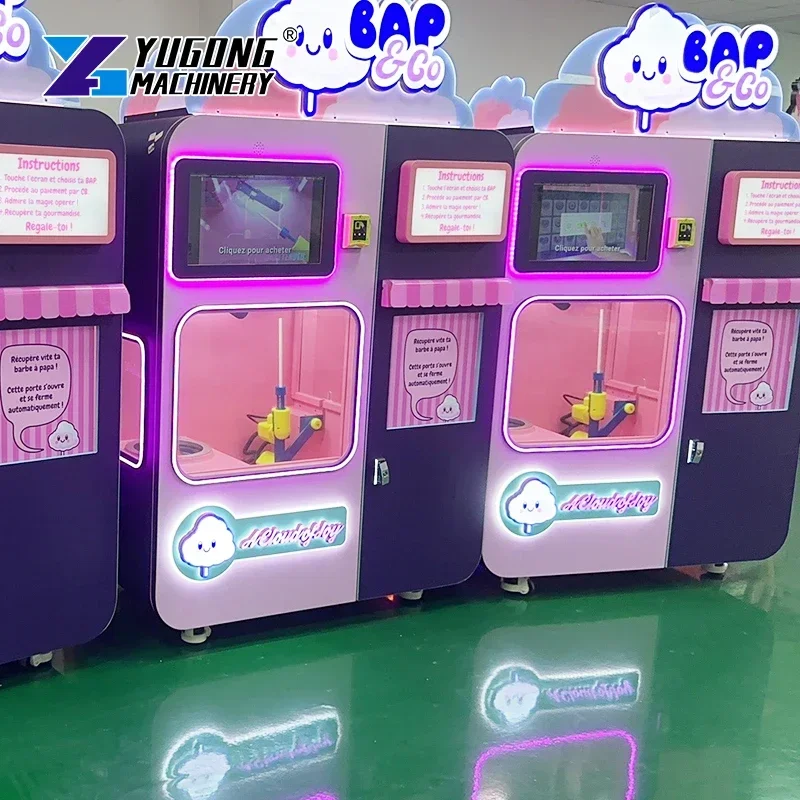 Cotton Candy Machine Commercial Cotton Candy Machine Touch Screen Candy Robot Coin Credit Card Payment System Vending Machine