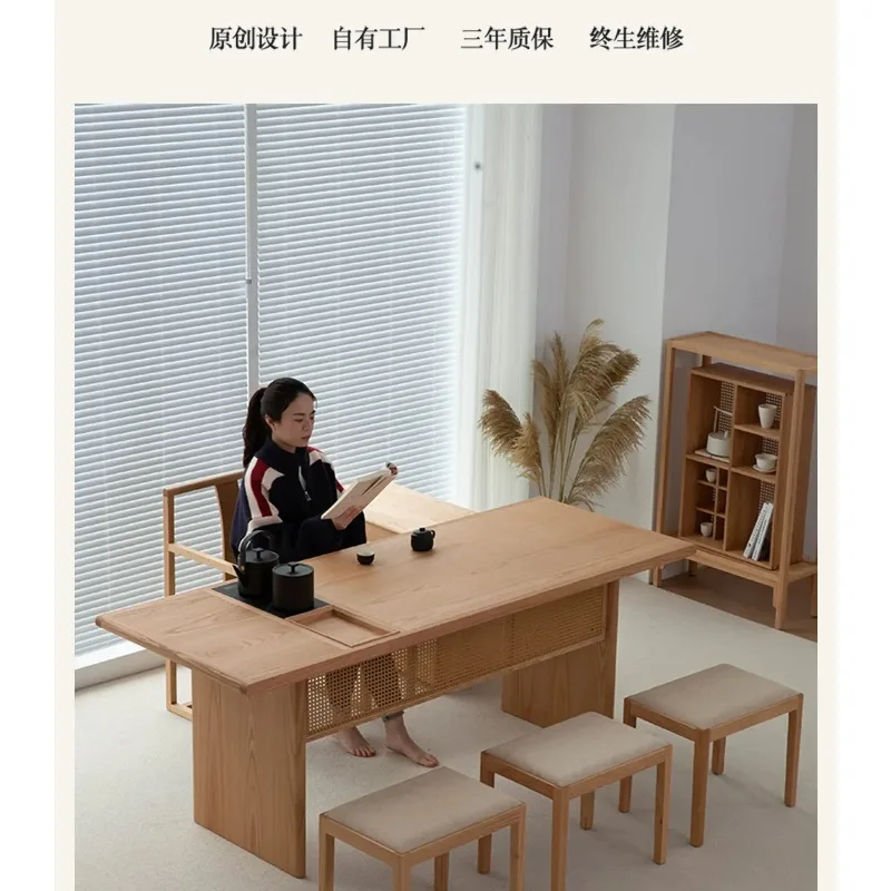 I-28 Solid wood tea table and chair combination New Chinese log wind Zen embedded kettle Tea table with one