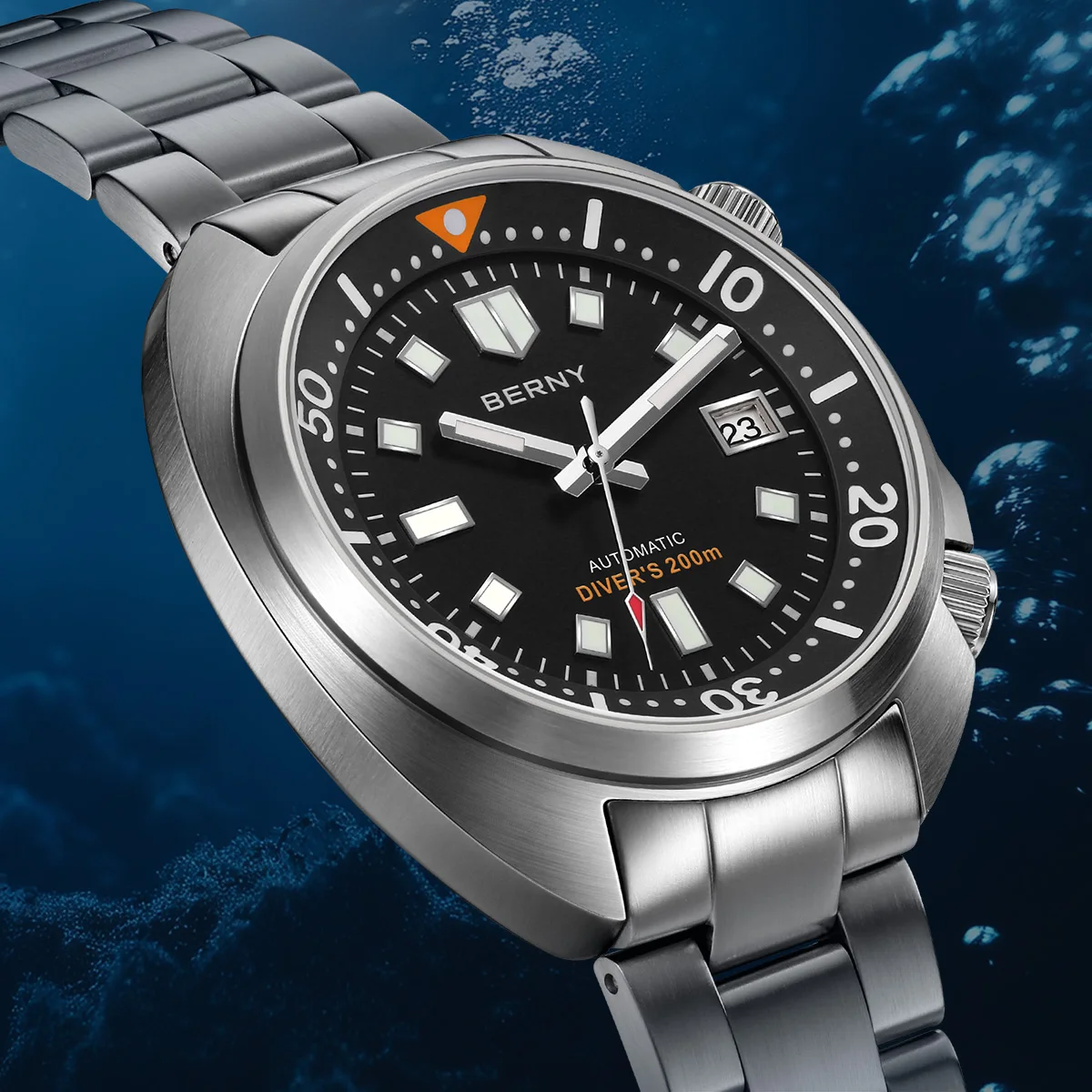 남성용 BERNY 자동 압축기 다이버 시계 슈퍼 루미너스 미요타 8215 사파이어 수영 스포츠 20ATM 기계식 남성용 다이브 시계