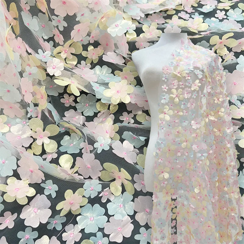 

Wedding Dress Clothing DIY Three-dimensional Embroidery New 3D Color Flower Laser Lace Fabric