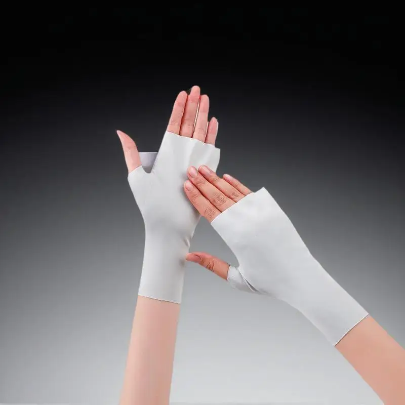Guantes de protección Uv profesionales para decoración de uñas, lámpara de Gel para uñas, guantes de protección solar sin dedos, cuidado solar de manos, guantes finos y sedosos de seda helada