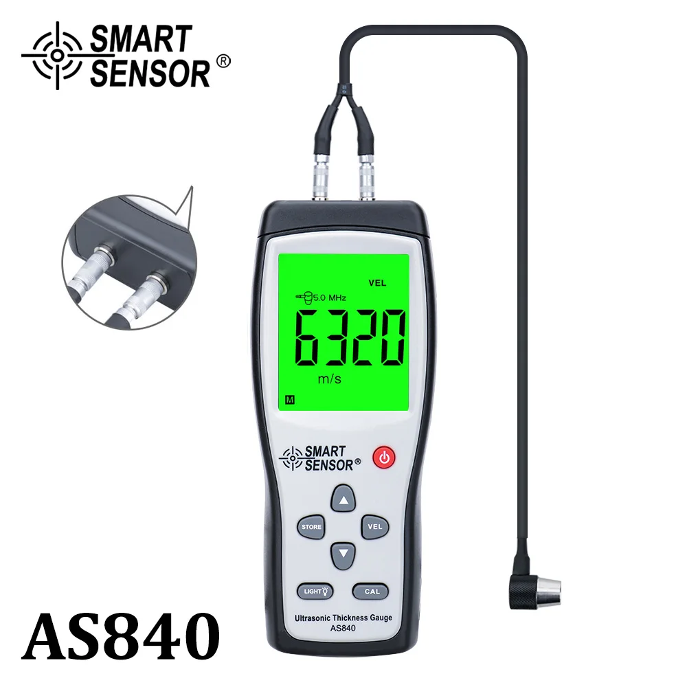 

SMART SENSOR AS840 Digital Ultrasonic Thickness Gauge Sound Velocity Meter Metal Depth Tester 1.2-225mm with LCD Display Tools