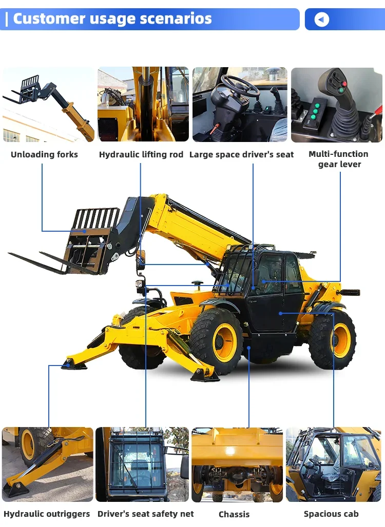 4Ton Telehandler سعر الرافعة الشوكية للرافعة الشوكية تلسكوبية مع قدرة تأجير الرافعة الشوكية الرافعة الشوكية للعمل التضاريس الخام