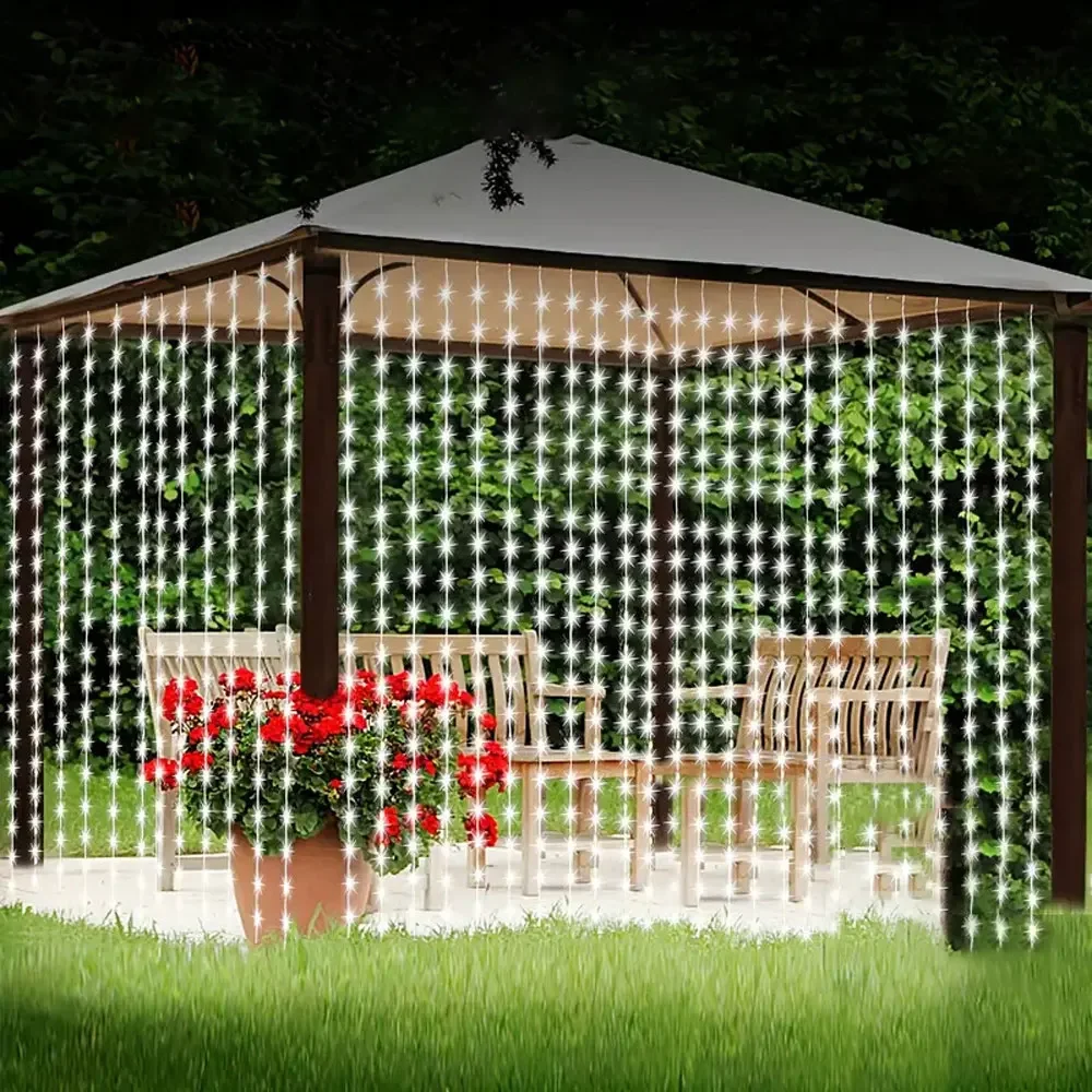 600/300/200/100led luzes de cortina solar ao ar livre luzes de fadas luzes led decorações de casamento de natal luzes da corda decoração do jardim