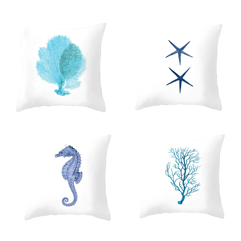 

Sea Horse Pillow Case Marine Throw Pillow Case Cover Decorative Pillowcases Sea Style Pillow Case Cover poszewka kussensloop