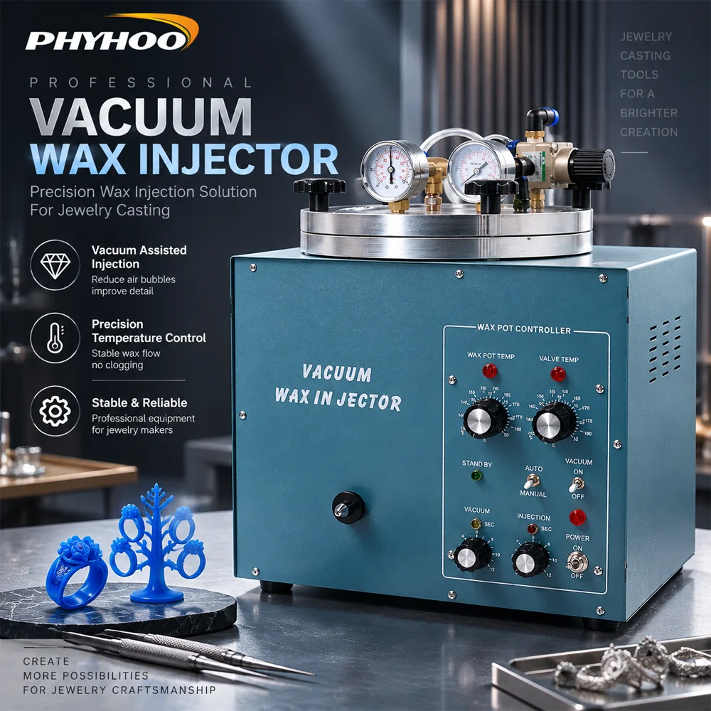 PHYHOO Vacuum Wax Injector Jewelry Casting Machine Professional Wax Injection Equipment Jewelry Making Tool Precision Casting Ma