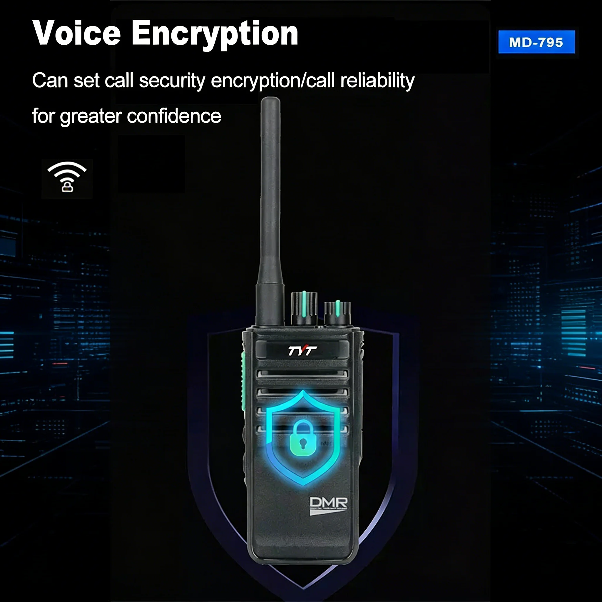 TYT MD-795 DMR Digital Walkie Talkie UHF 400-470MHz 4W/1W 64 Channels Voice Encryption Two Way Radio Long Range