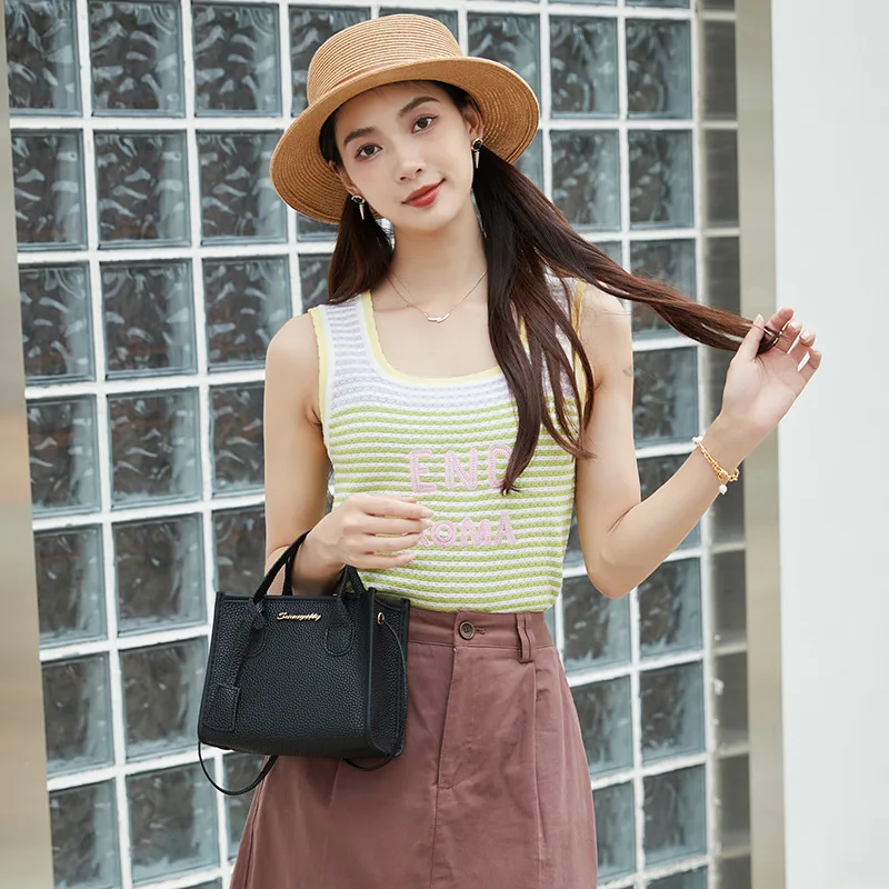 Bag women 2023 trendy ladies bags fashion casual lychee pattern one shoulder small square bag