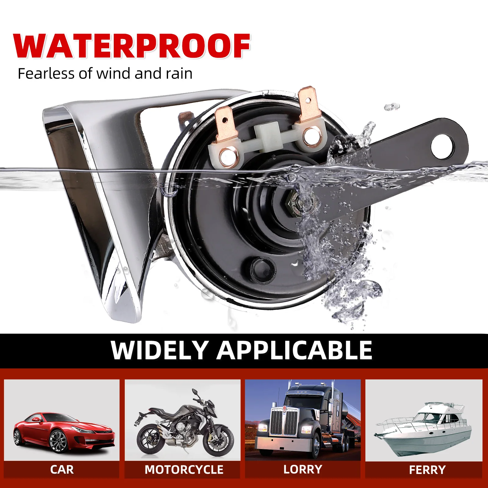 بوق حلزون مقاوم للماء مطلي بالكروم 12 فولت لسيارة Hyundai/Kia 2000-2025، بوق لفائف نحاسي عالي/منخفض النغمة مع محول #5