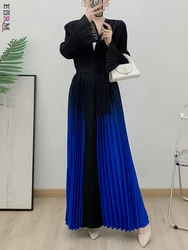 EGRM 그라데이션 플리츠 여성 바람막이, V넥, 루즈한 롱 가디건 코트, 가을 신상 의류, 32EG816, 2024 패션