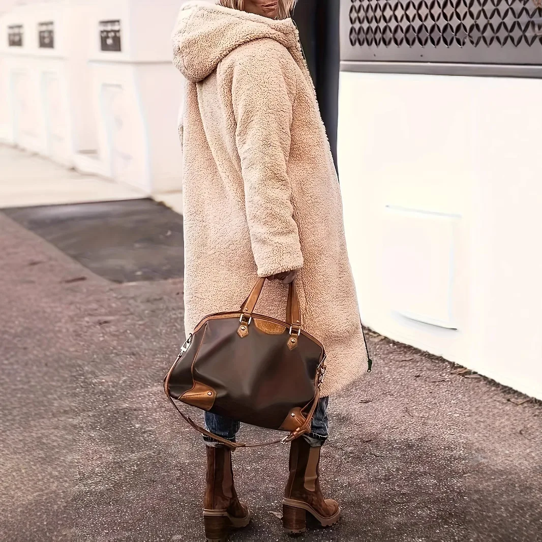 Parka longuette da donna con cerniera solida cappotti a maniche lunghe spesse capispalla tasche casual impiombate giacche Parka elegante ufficio signora invernale