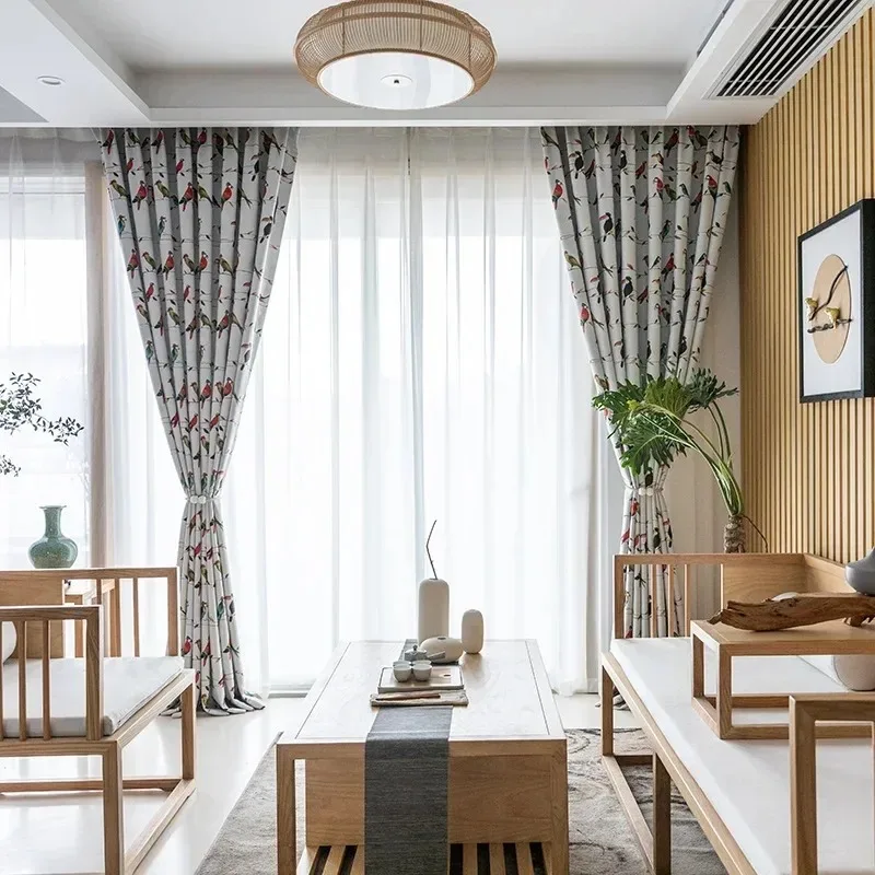 

Modern Curtains for Living Dining Room Bedroom Minimalist Curtains Double-sided Light-free Blackout Print Luxury White Tulle