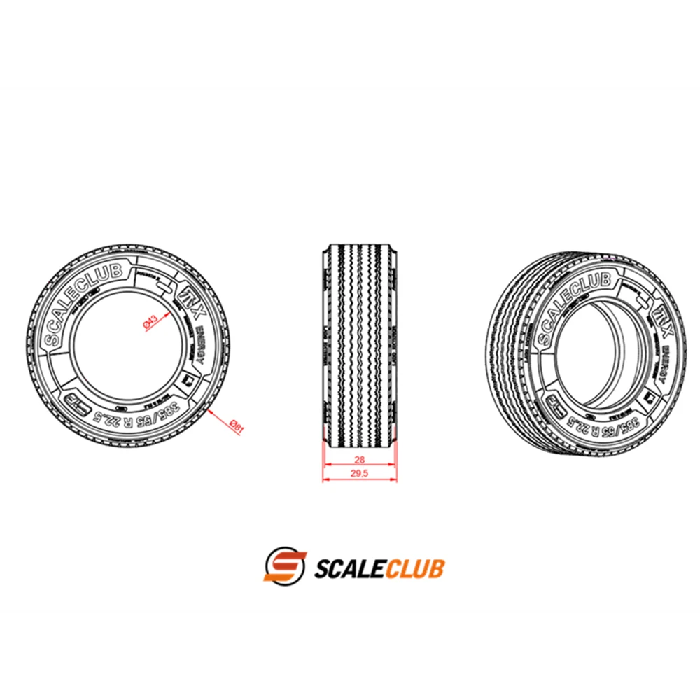 SCALECLUB نموذج 1 زوج من الإطارات المطاطية واسعة وضيقة لـ Tamiya 1/14 اليورو شاحنة سحب أجزاء لعبة مجسمة