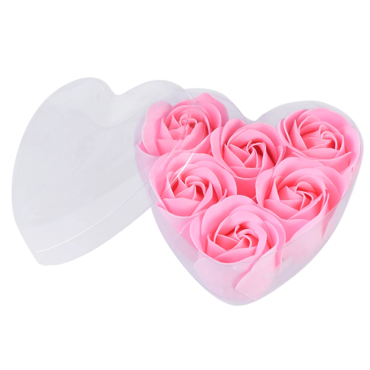 

6pcs Heart Shaped Rose Soap Simulation Flower Gift Box Eco-Friendly Nontoxic Odorless For Wedding Home Decoration Valentine'S