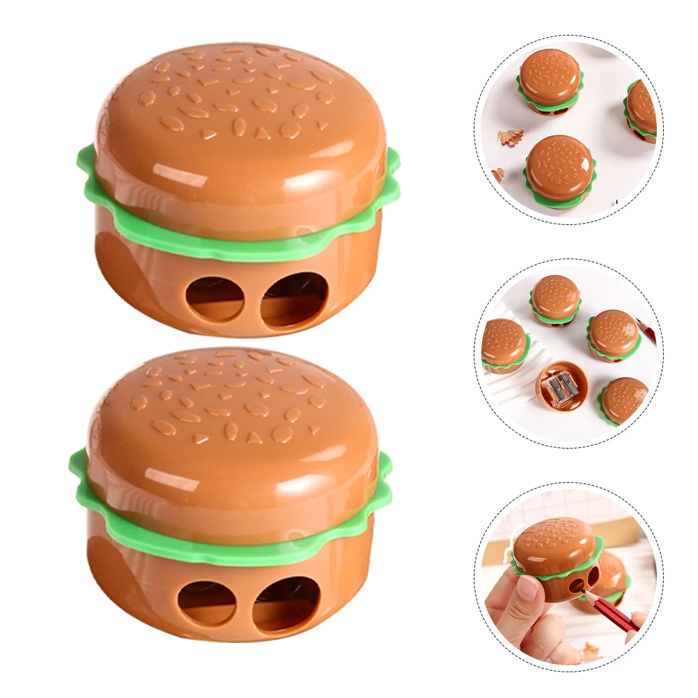 5pcs Hamburger Sharpener Mini Brown Pencil Sharpener In Bulk Manual School Supplies Creative Design for Classroom Student Use