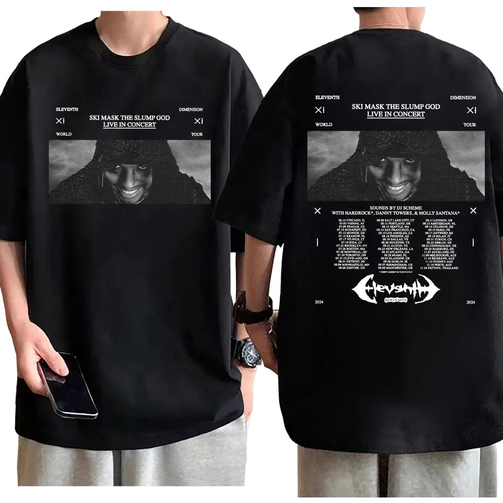 Ski Mask The Slump God 11th Dimension Tour 2024 T-shirt Men's Hip Hop Vintage Short Sleeve T-shirts Fashion Casual Loose T Shirt