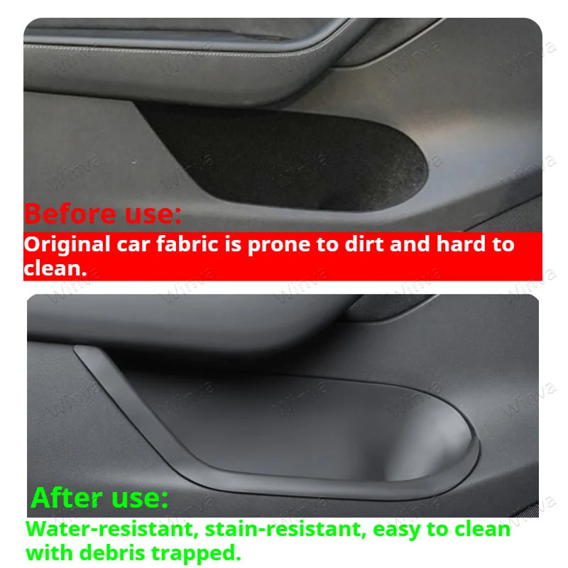 For Tesla Model Y Juniper 2025 2026 Car Side Fully Covered Door Storage Box Gate Slot Anti Dirty Storage Tidying Accessories