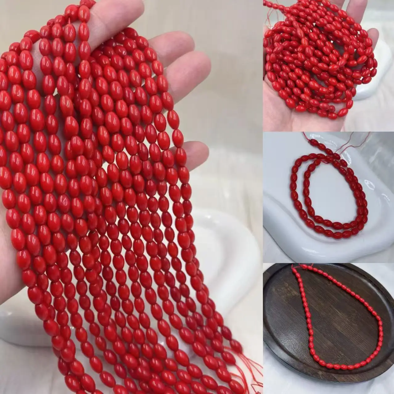 

Бусины из натурального морского бамбукового коралла 5x8 мм, маленькие, красные, для изготовления украшений своими руками, 15 дюймов